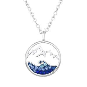 Sterling Silver Mountain and Wave Necklace